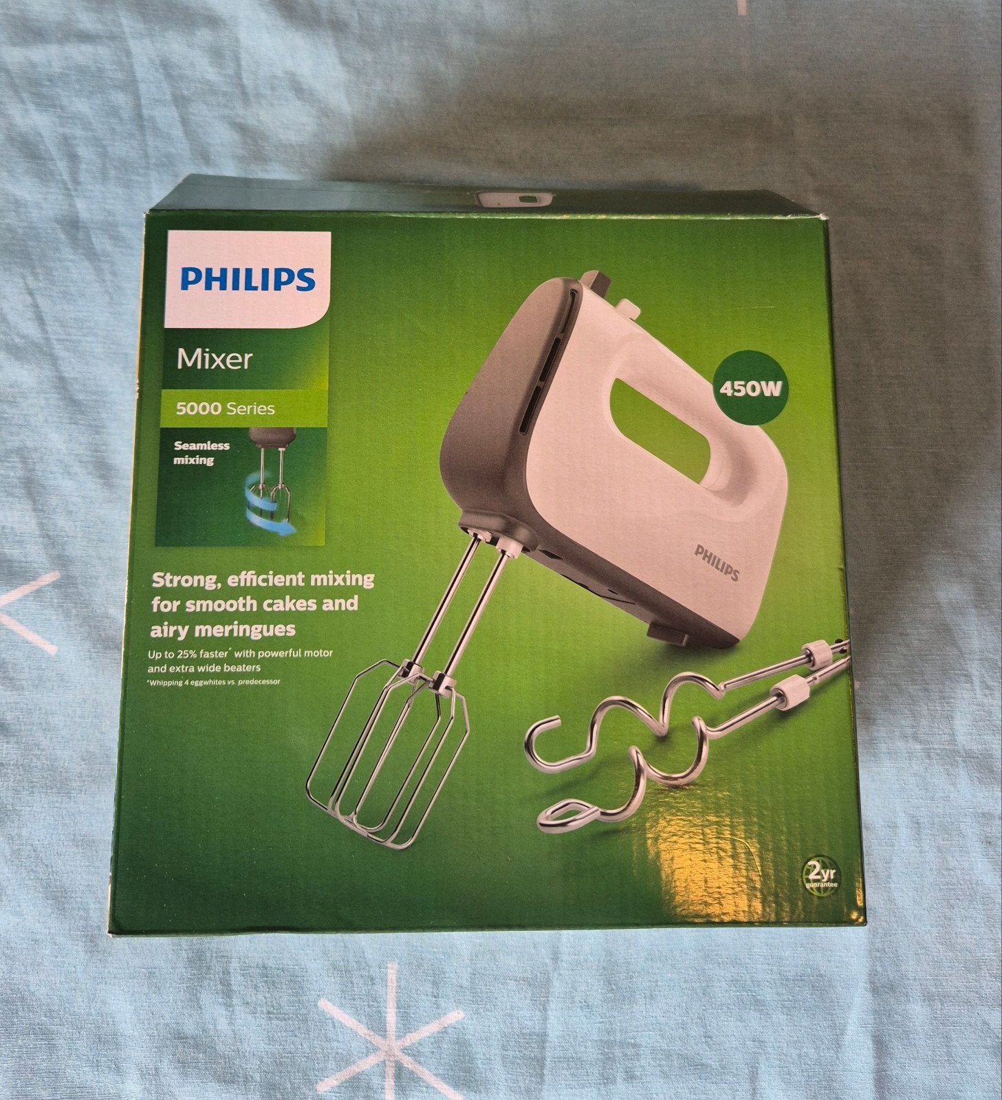 Nieuwe Philips Handmixer 5000 Series - 450 W (model HR3741), Ophalen of Verzenden, Nieuw, Vaatwasserbestendig, 3 snelheden of meer