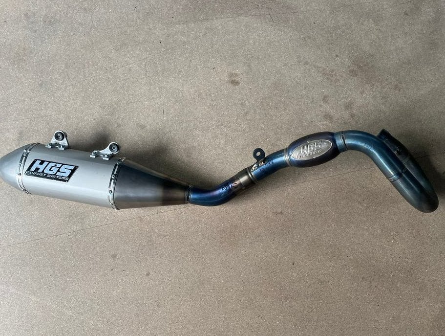 HGS uitlaat Titanium KTM SXF450-HQV FC450 "19 t/m "'22, Gebruikt, Hunnenpad 9, Info@hgs.com, HGS