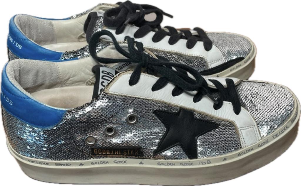 Golden Goose Hi Star Sneakers Zilver - Maat 38, Ophalen of Verzenden, Zo goed als nieuw, Overige kleuren, Sneakers of Gympen