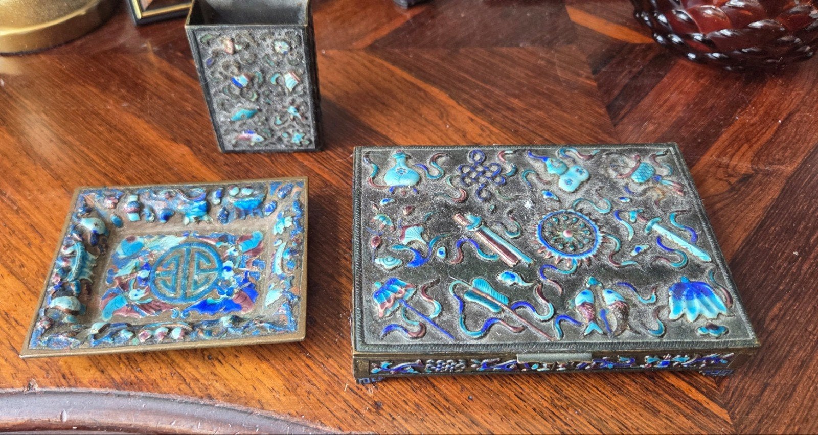 Antieke Chinese Cloisonné Doosjes - Set van 3, Ophalen of Verzenden