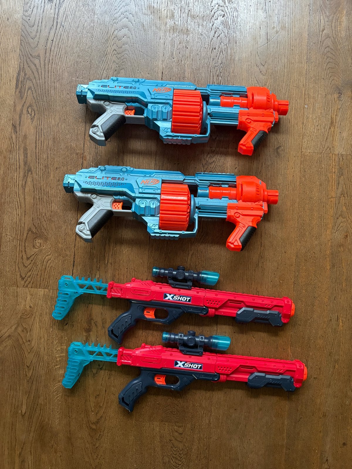 Nerf Elite 2.0 Shockwave en X-Shot blasters set, Ophalen of Verzenden, Gebruikt, Jongen of Meisje