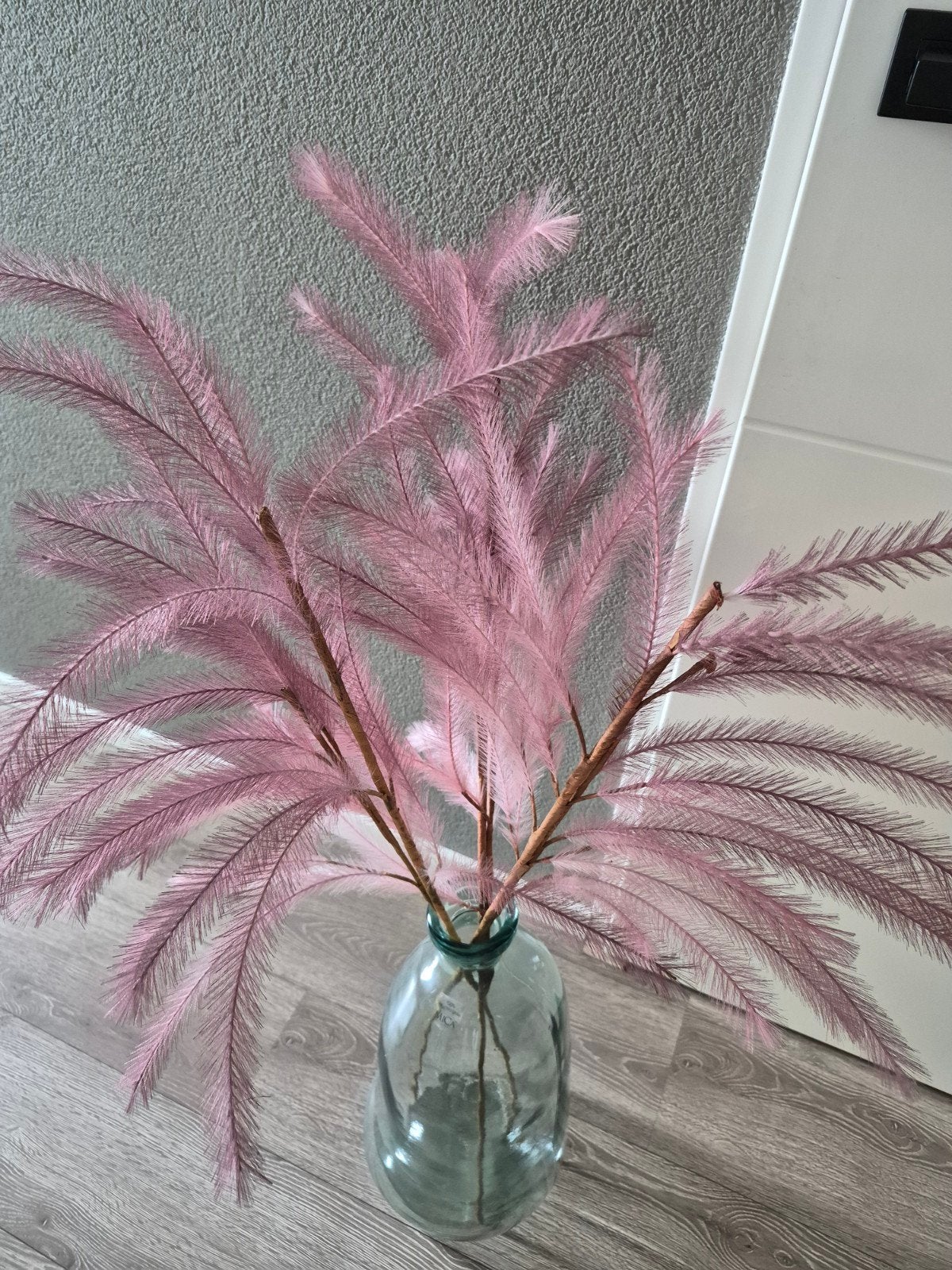Mooie oud roze kunst sierpluimen (exclusief vaas) 3 stuks, Ophalen, Zo goed als nieuw, Roze, Overige materialen
