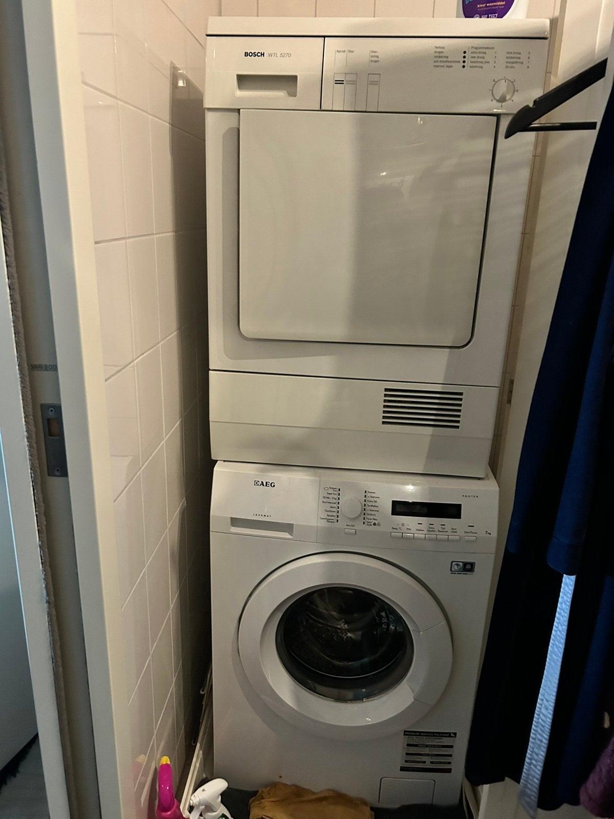 Wasmachine AEG polex en Droger Bosch WTL5270, Ophalen, 1200 tot 1600 toeren, Gebruikt, Voorlader