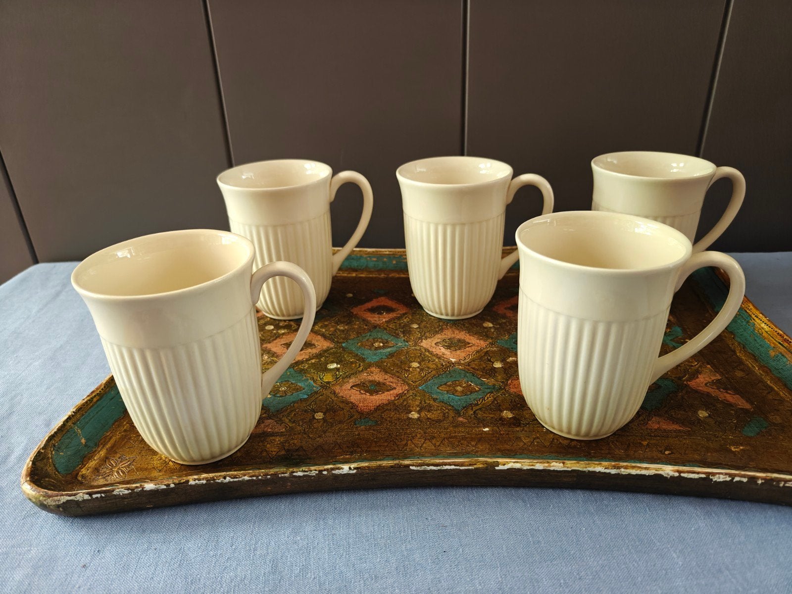 Wedgwood queens ware edme mokken 5x 12, 50 per stuk, Ophalen of Verzenden, Zo goed als nieuw, Aardewerk, Kop(pen) en/of Schotel(s)