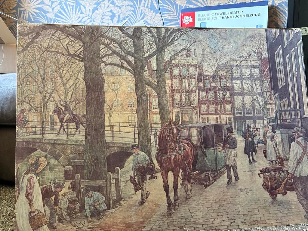 Schoolplaat JH Isings - Stadsleven 19e eeuw, Ophalen, Stad- en Dorpsgezichten