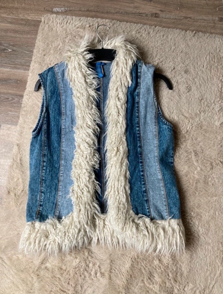 Nieuw Denim spijkerjasje/bodywarmer met bont, maat S, Ophalen of Verzenden, Nieuw, Maat 38/40 (M), Blauw
