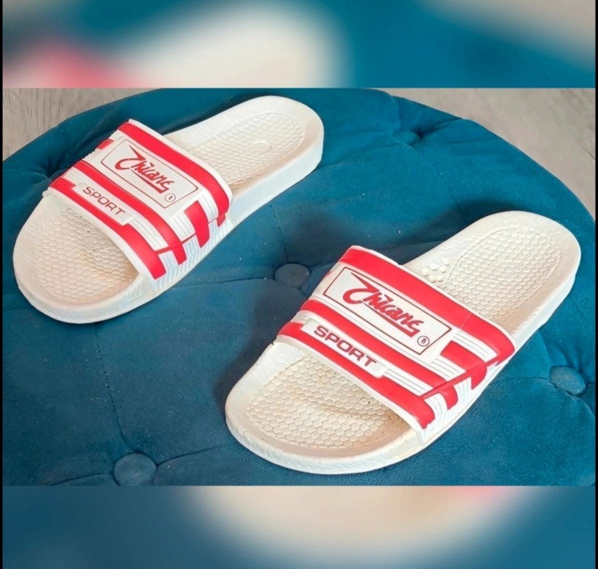 Wit met rode Chicane slippers maat 38 Unisex, Ophalen of Verzenden, Zo goed als nieuw, Wit