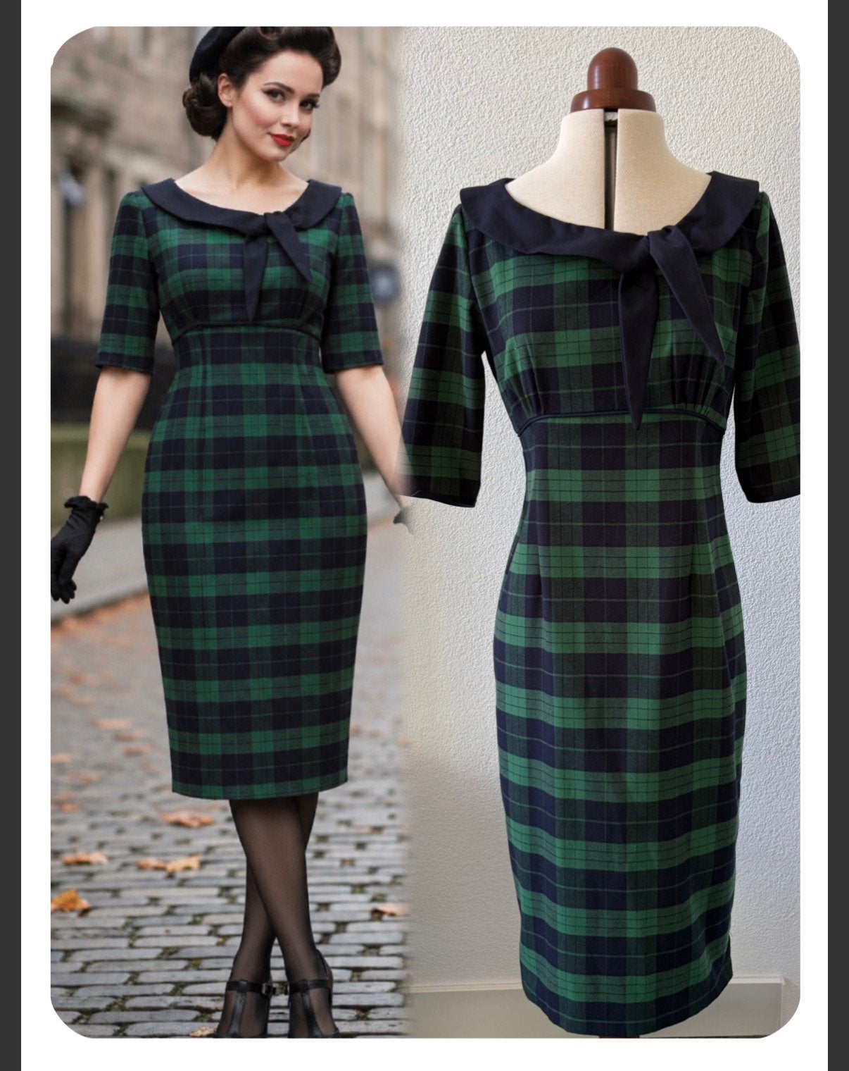 Banned "Take Me To Paris" Tartan Pencil retro Dress-M, Maat 38/40 (M), Ophalen of Verzenden, Zo goed als nieuw, Knielengte