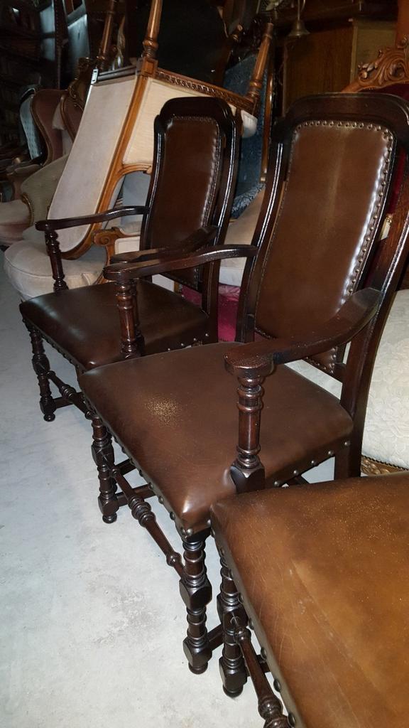 6 ANTIQUE Engelse kasteel stoelen, Ophalen
