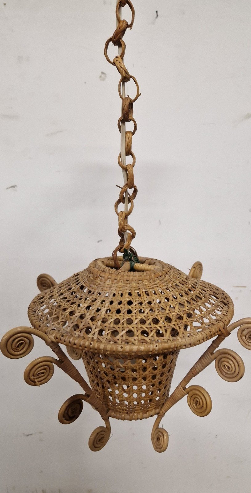 vintage hanglampje van rotan, Ophalen, Huis en Inrichting