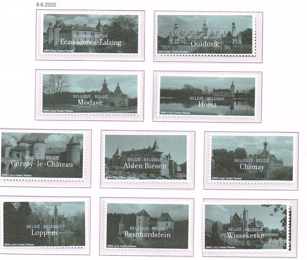 Belgie Kastelen 2002 serie en blok / 1be248a, Verzenden, Postfris