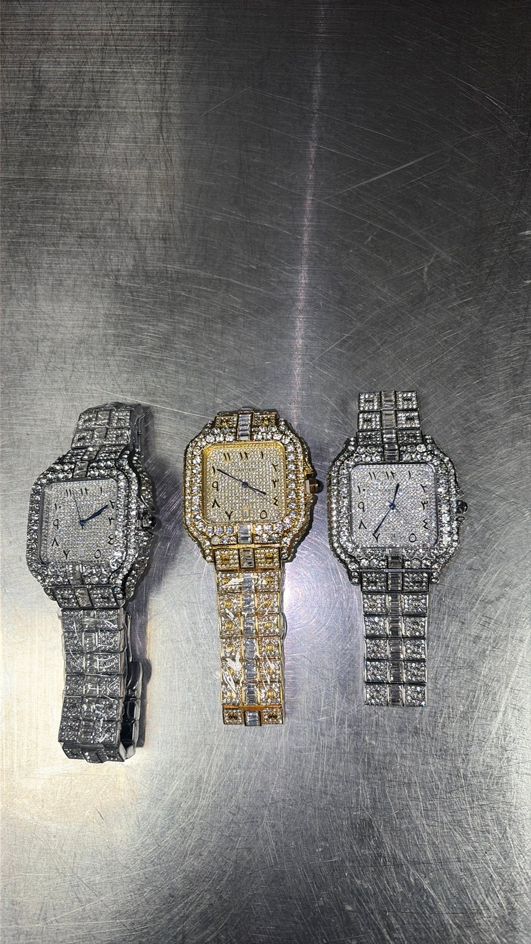 Iced out cartier watch, Ophalen of Verzenden, Zo goed als nieuw, Staal, Overige merken