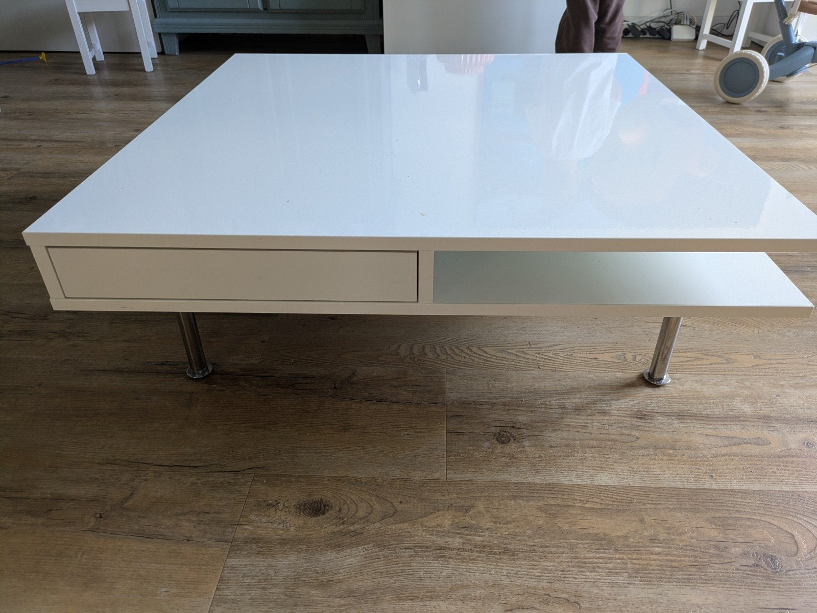 IKEA TOFTERYD salontafel 95x95 cm. Hoogglans wit, Huis en Inrichting, Ophalen, Gebruikt, 50 tot 100 cm, Vierkant