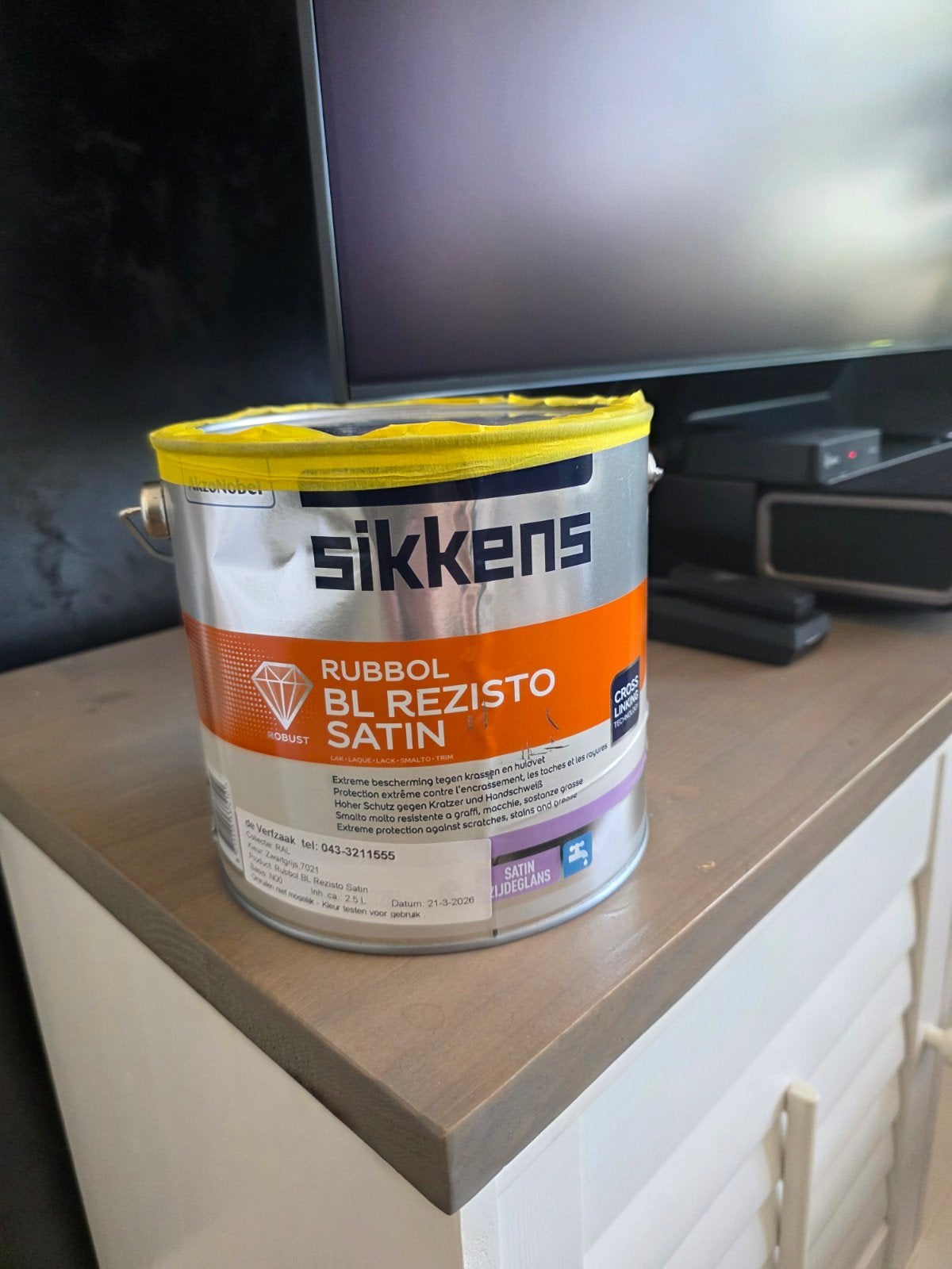 SIKKENS rubbol BL rezisto satin RAL 7021 zwart satin, Zwart, Nieuw, Ophalen of Verzenden, Verf