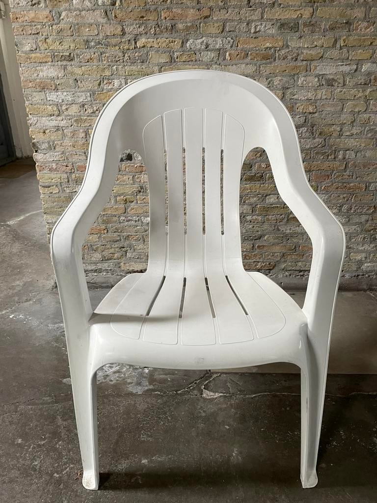 3 stapelbare tuinstoelen, Ophalen of Verzenden, Gebruikt, Kunststof