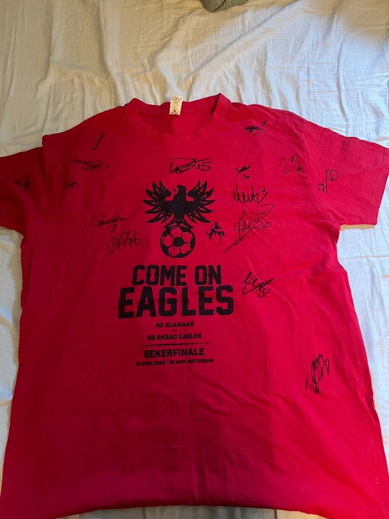 Signeert shirt Go ahead eagels, Ophalen of Verzenden, Zo goed als nieuw, Maat 56/58 (XL), Rood