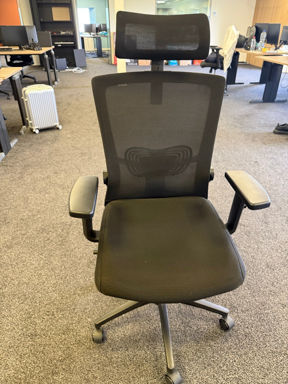 NIEUW! Ergonomische bureaustoel + hoofdsteun |meerdere stuks, Ophalen, Gebruikt, Zwart, Bureaustoel