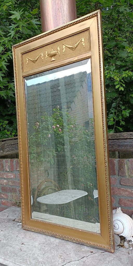 Antiek EMPIRE stijl schouwspiegel facet geslepen spiegel, Ophalen, Rechthoekig, 50 tot 100 cm, 100 tot 150 cm