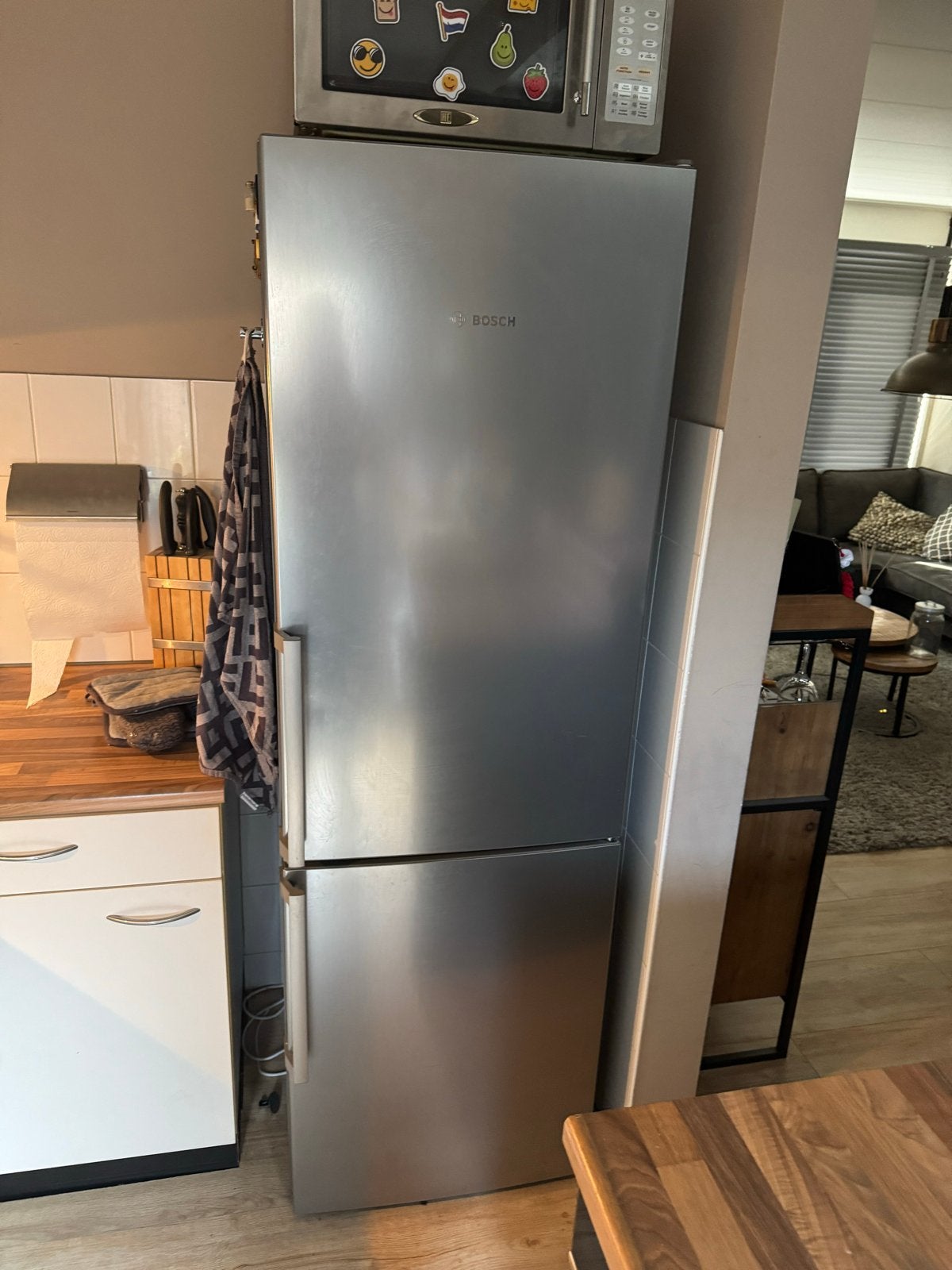 Bosch Koelkast met Vriezer - RVS Look, VitaFresh, Witgoed en Apparatuur, Ophalen, 200 liter of meer, 60 cm of meer, Met aparte vriezer