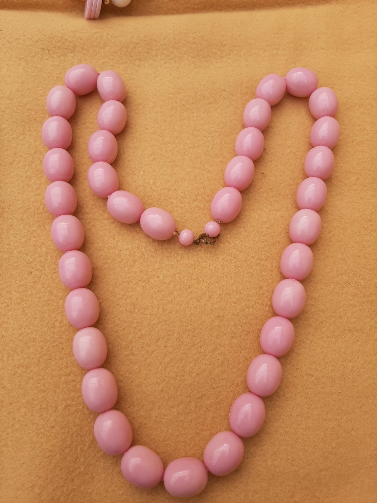 Vintage Roze Kralen Ketting - bakeliet of plastic?, Ophalen of Verzenden, Gebruikt, Roze, Overige materialen