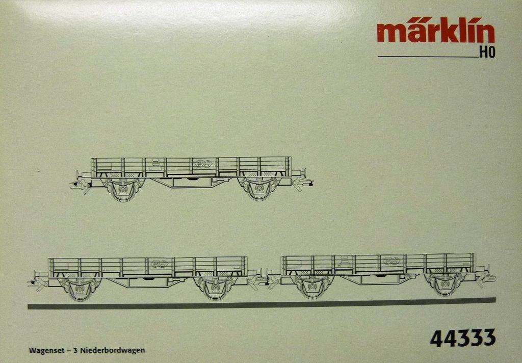 Märklin 44333 Set (3) Lageboordwagens NS, Wisselstroom, Treinset, Analoog, Nieuw