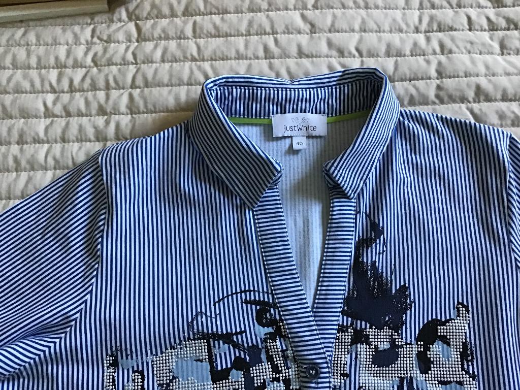 Just White gestreepte polo maat 40, Maat 38/40 (M), Wit, Ophalen of Verzenden, Zo goed als nieuw