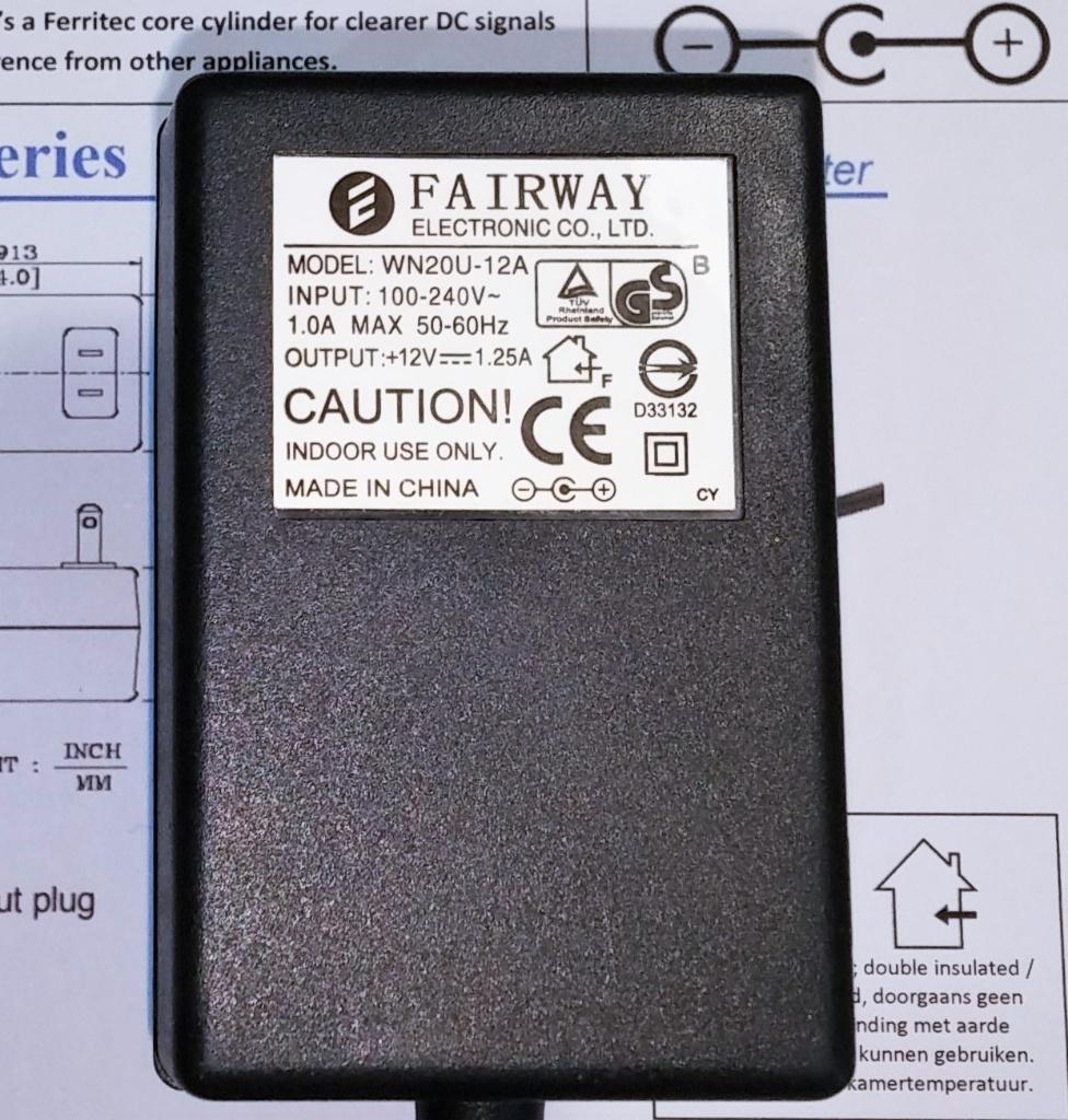 FAIRWAY WN20U-12A Goodmans 12V 1.25A Power Adapter Lader, Audio, Tv en Foto, Ophalen of Verzenden, Zo goed als nieuw