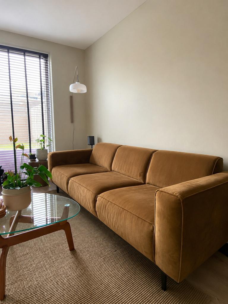 Woood Bepurehome Statement 3-zits bank Velvet Honing Geel, Huis en Inrichting, Ophalen, 75 tot 100 cm, Zo goed als nieuw, Japandi scandinavisch