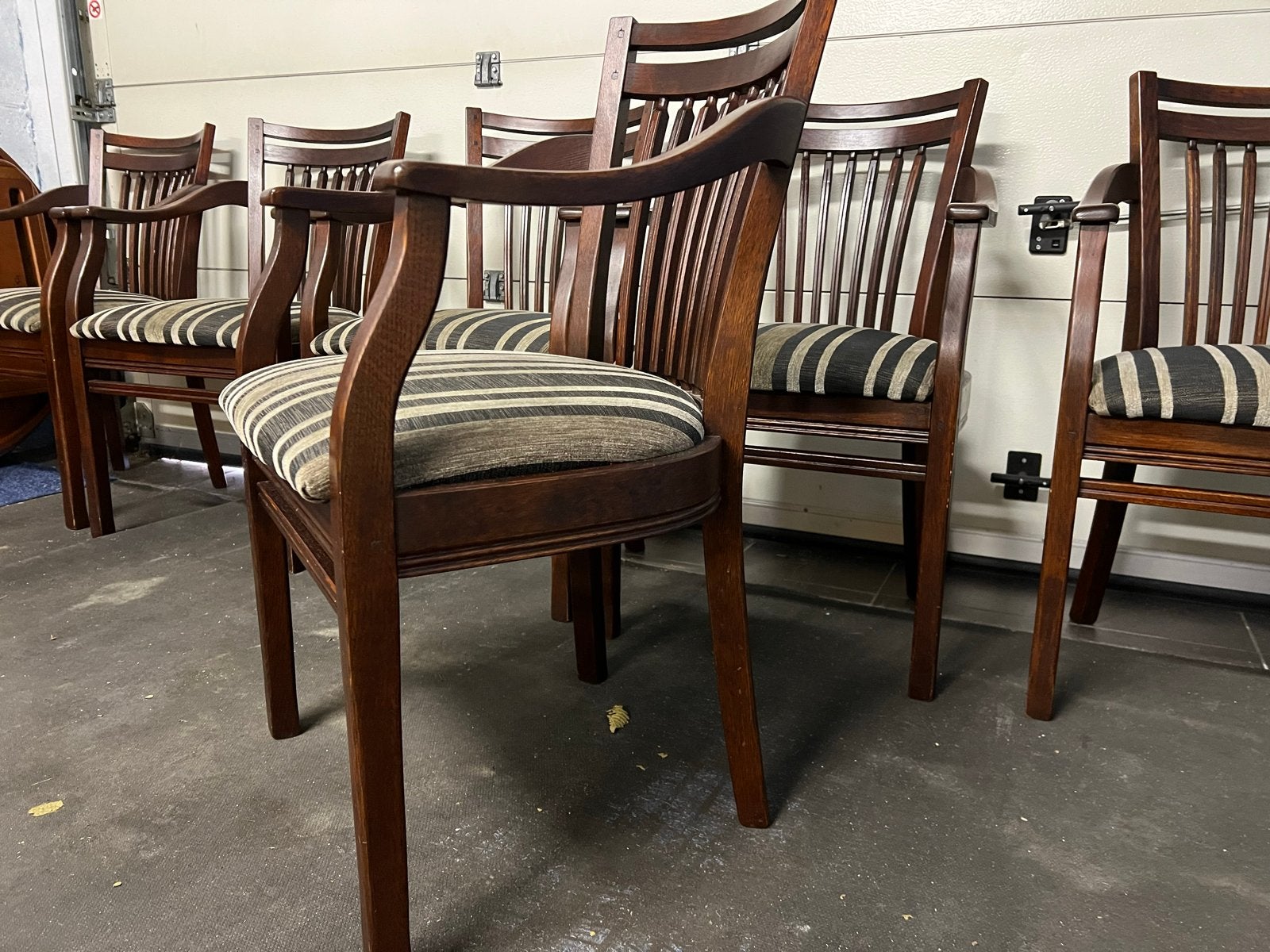 6 Bannink Jugendstil eetkamer armstoelen donker kersenhout, Huis en Inrichting, Stoelen, Verzenden