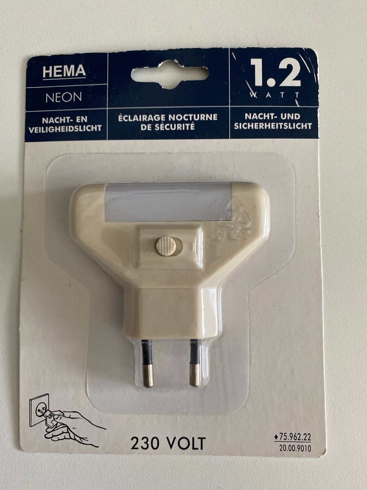 Hema Neon Nacht- en Veiligheidslicht 1.2 Watt, Met schakelaar, Overige merken, Beige, Nieuw