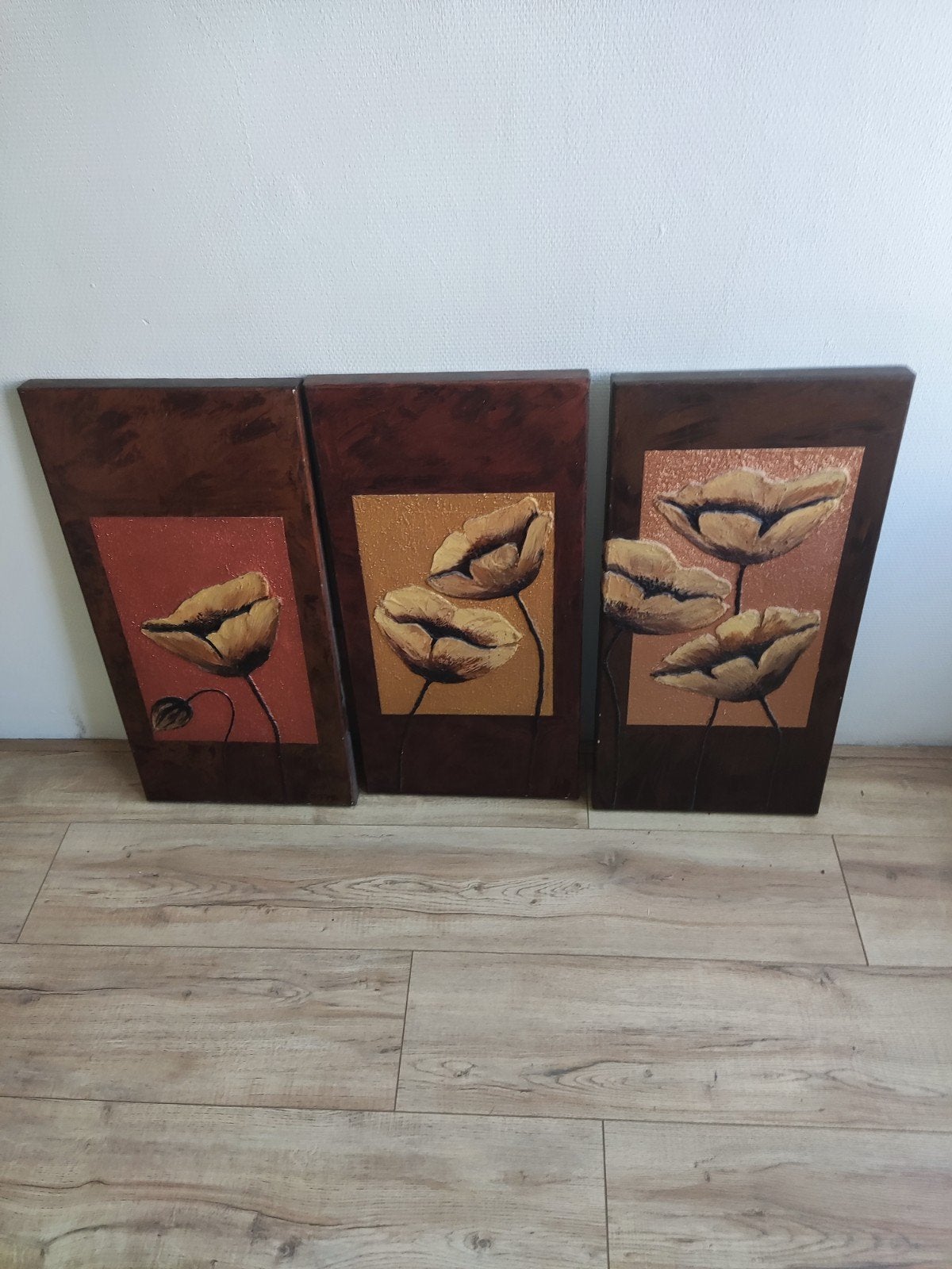 Prachtig drieluik klaprozen, Antiek en Kunst, Kunst | Schilderijen | Abstract, Ophalen