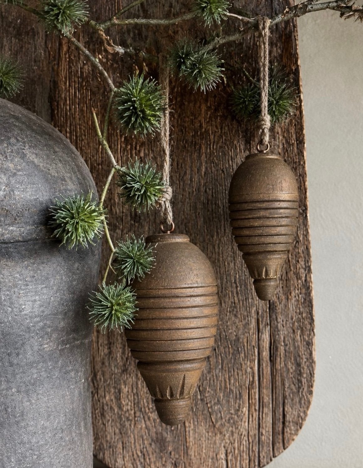 Set / 2 decoratieve houten ornament / klos, Ophalen of Verzenden