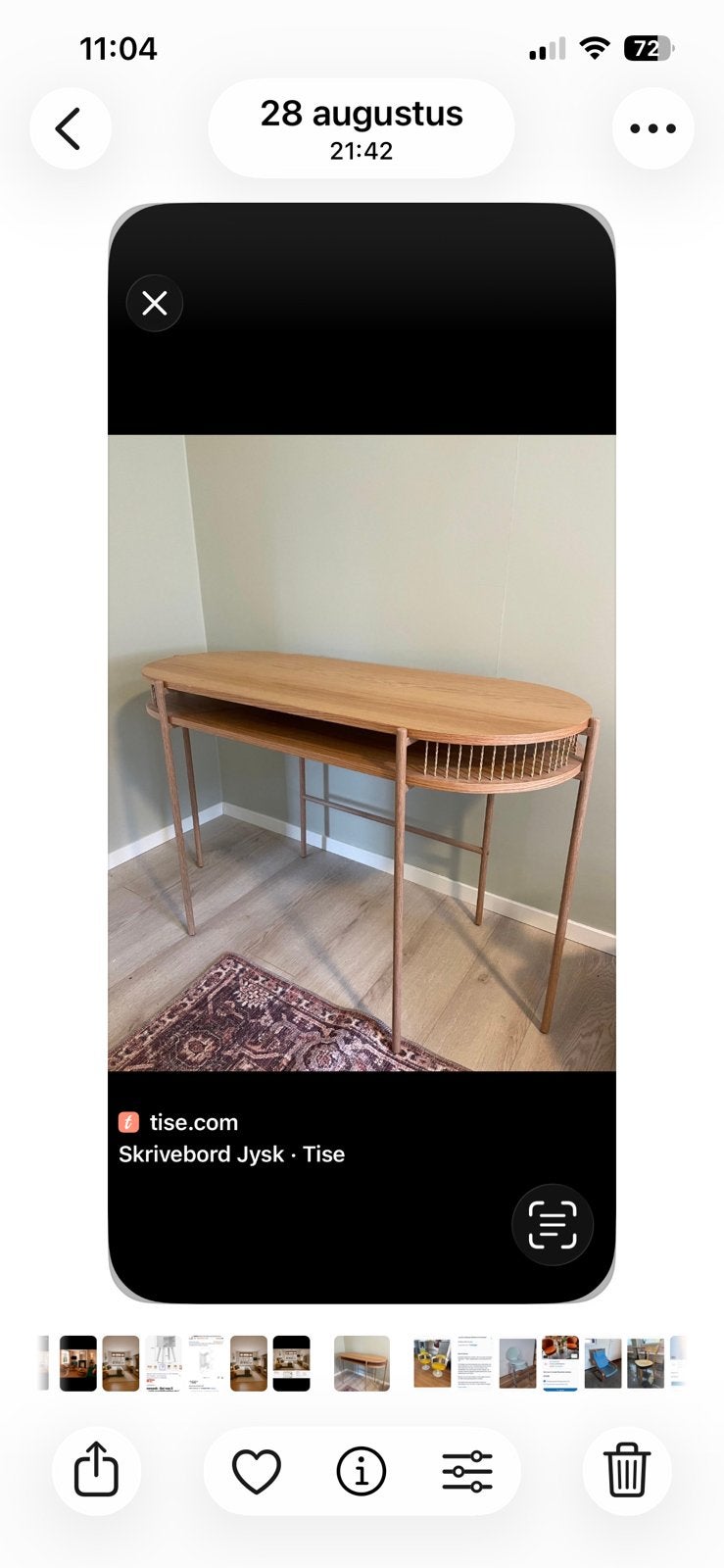JYSK SNESLEV bureau / sidetable – naturel, Ophalen, 100 tot 150 cm, Zo goed als nieuw, 25 tot 50 cm