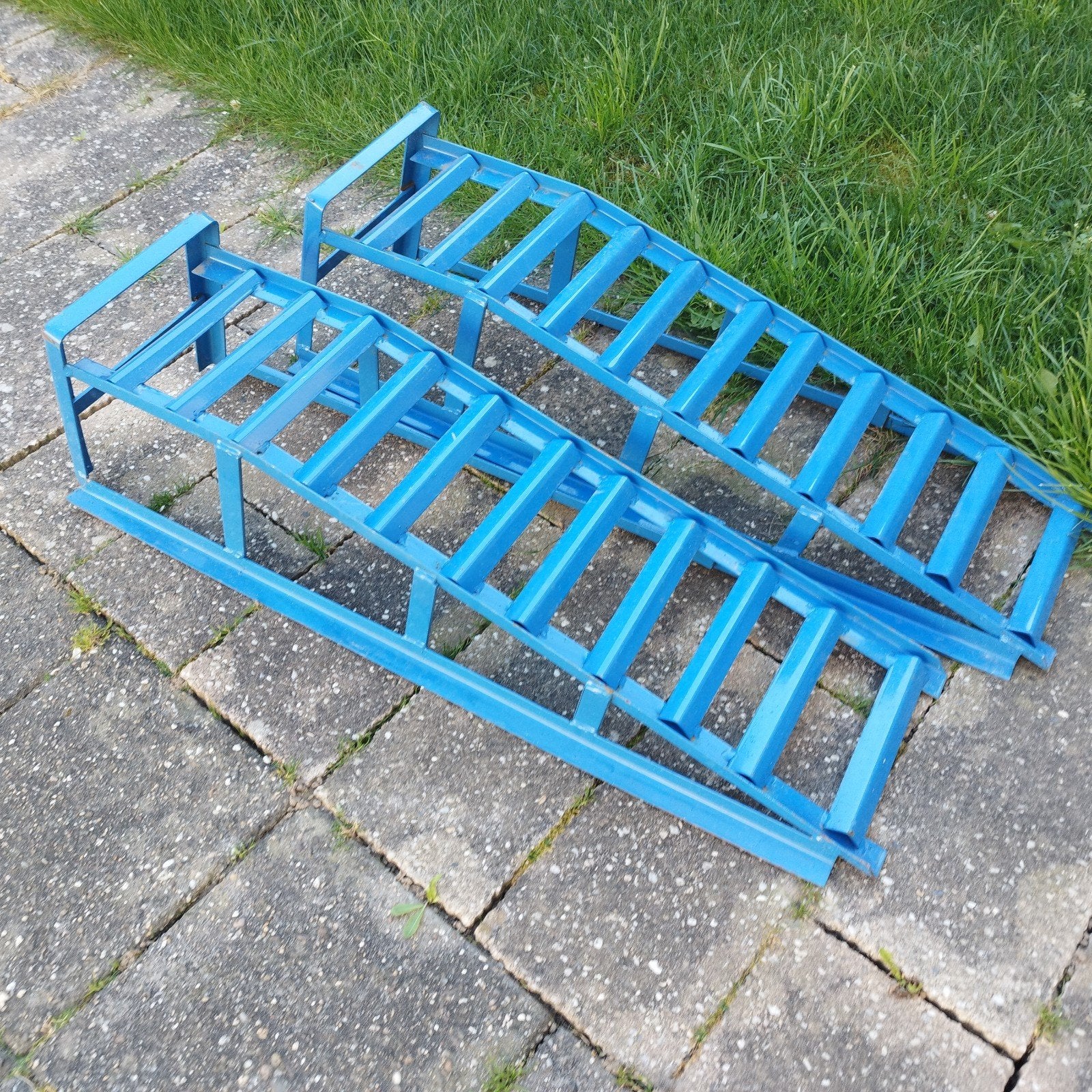 Oprijplaten/Oprijblokken Blauw, Ophalen, Zo goed als nieuw, Hydraulisch, Garagekrik