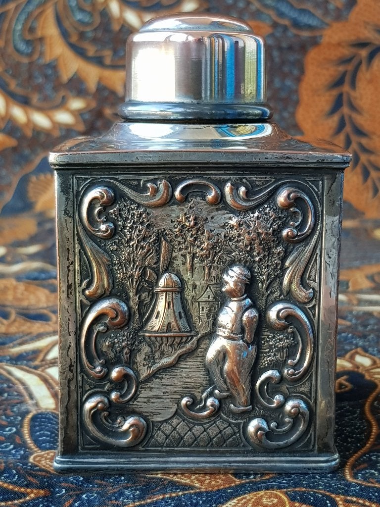 Prachtige antieke theebus van Barbour uit Amerika 11 cm., Ophalen of Verzenden