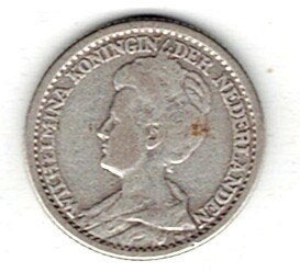 26-1479 Nederland 25 cent 1913, Verzenden, Zilver, 25 cent, Koningin Wilhelmina