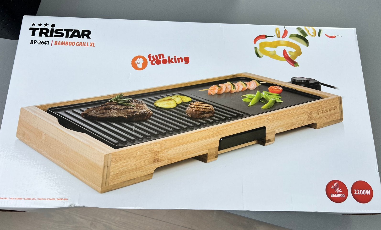 Tristar bamboo grill xl gourmet plaat, Ophalen, Nieuw, Tafelgrill