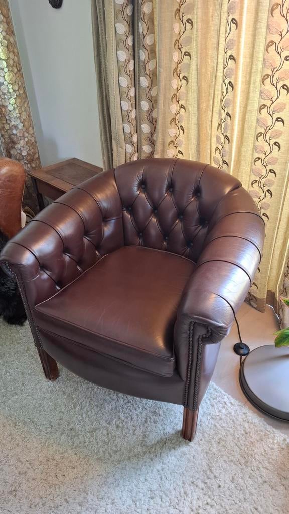 Leren Stoel (Fauteuil), Huis en Inrichting, Ophalen, Zo goed als nieuw, 75 tot 100 cm, Leer
