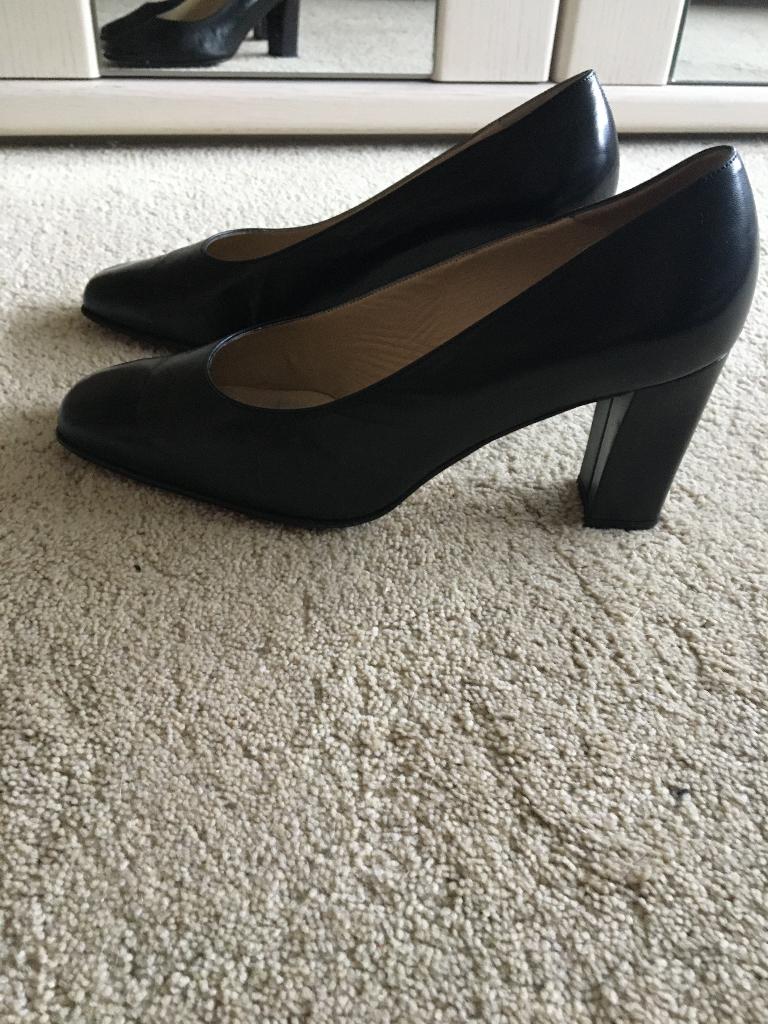 Vintage Bally Suisse zwart leren schoenen met maat 6½, Zwart, Ophalen of Verzenden, Schoenen met hoge hakken, Gedragen
