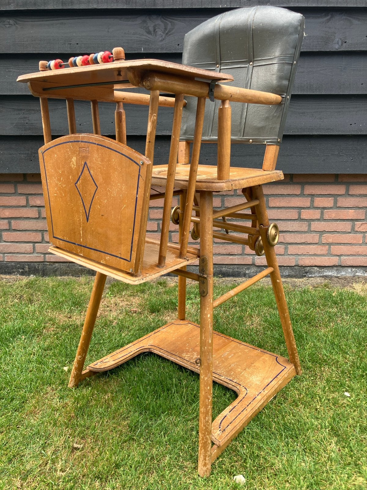 Vintage Kinderstoel - Houten Hoge Stoel met Speelblad, Ophalen, Gebruikt, Overige typen, Afneembaar eetblad