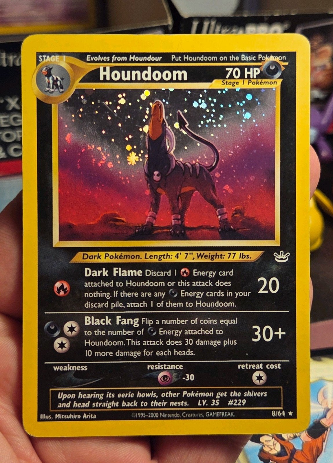 Houndoom 8/64 Neo Revelation Double Holo Error - LP, Ophalen of Verzenden, Zo goed als nieuw