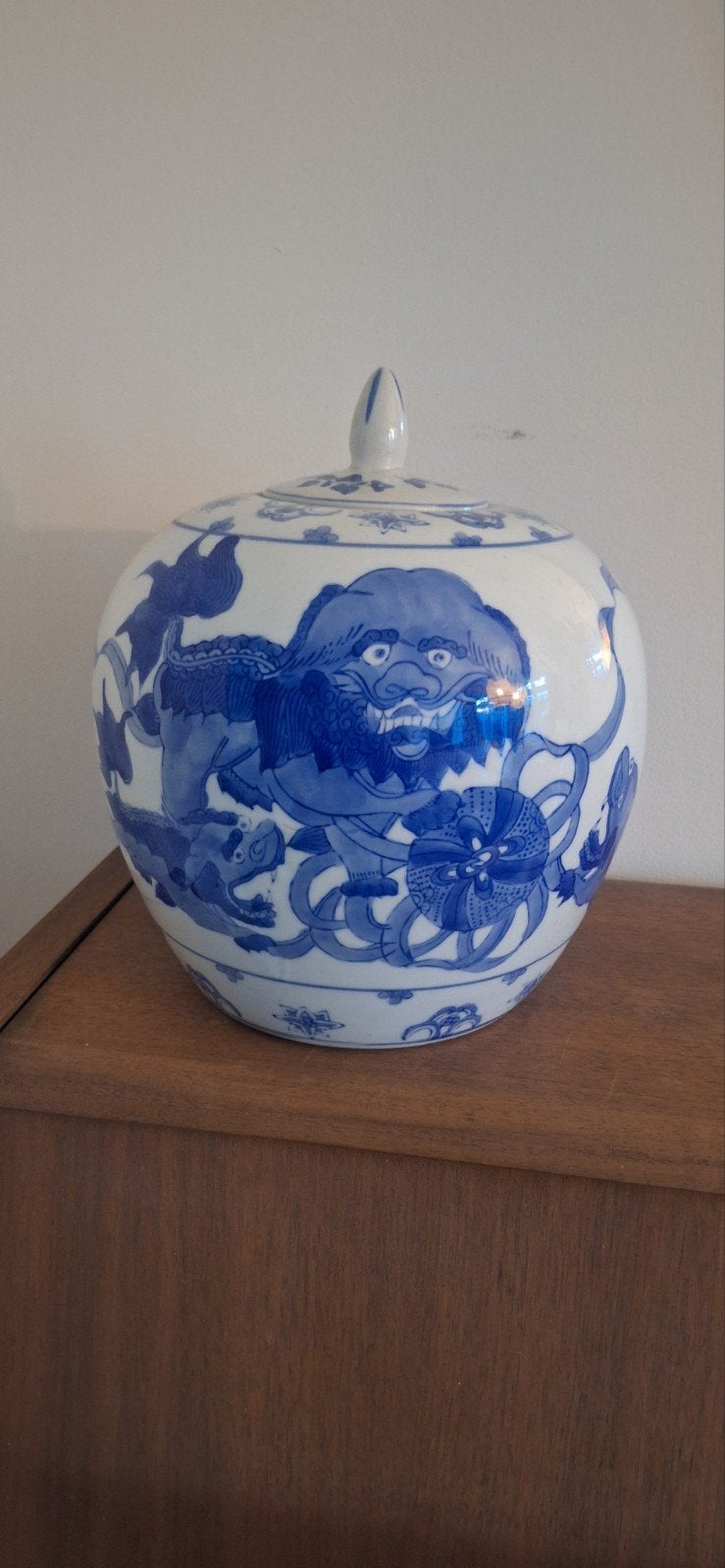 Chinese blauw-witte porseleinen dekselpot / gemberpot met Fo, Ophalen of Verzenden
