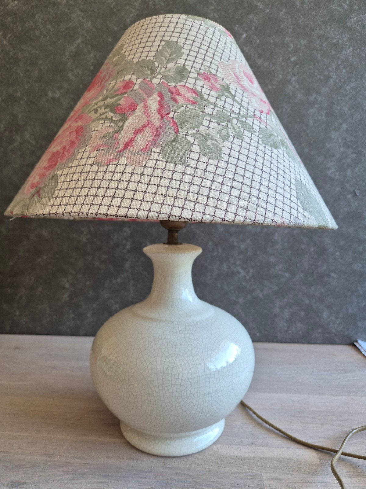 Laura Ashley Home Tafellamp met Bloemenkap - Vintage Stijl, Overige merken, Gebruikt, Beige, E27 (groot)