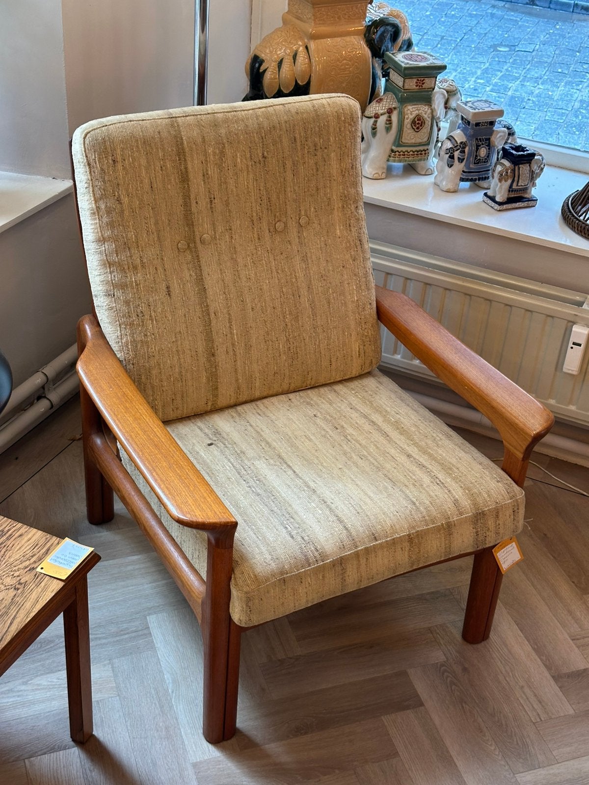 Vintage Glostrup Fauteuil Deens Design Jaren 60, Hout, 75 tot 100 cm, Ophalen of Verzenden, Zo goed als nieuw
