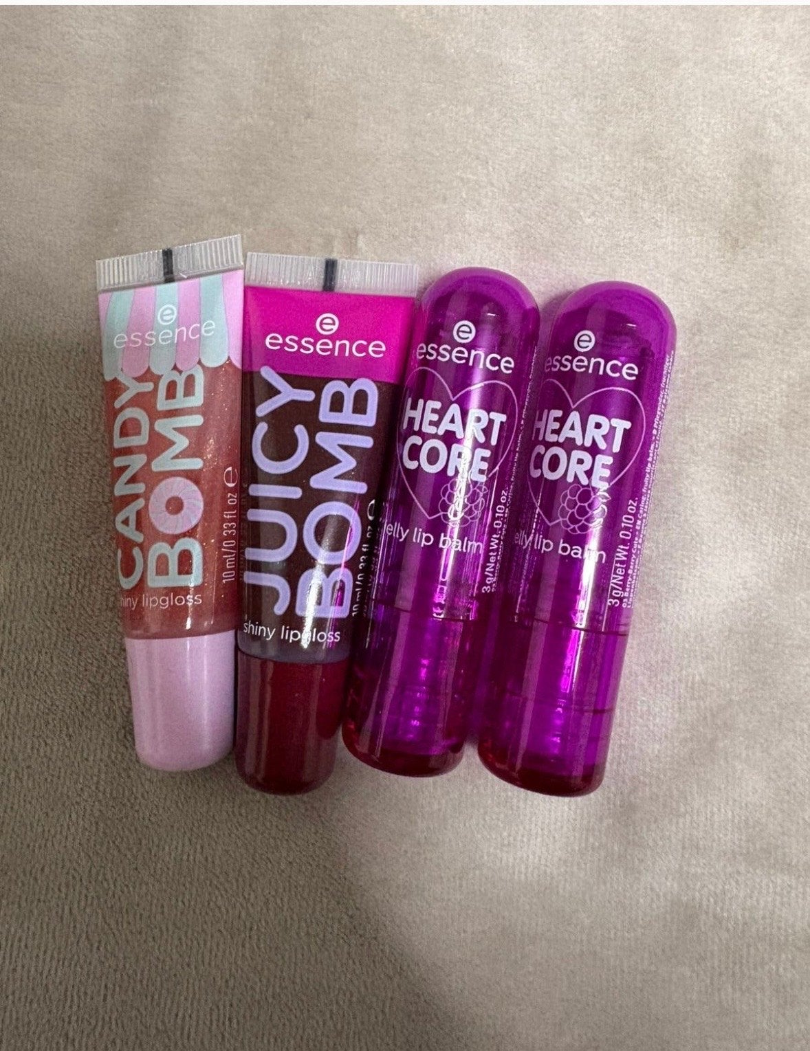 Essence Lipgloss & Lip Balm Set - Candy Bomb, Juicy Bomb, Lippen, Verzenden, Nieuw, Make-up