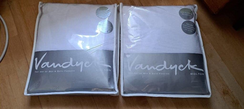 Vandyck Molton 100% katoen, nieuw in verpakking, 2 stuks, Eenpersoons, Matrasbeschermer, Wit, Vandyck