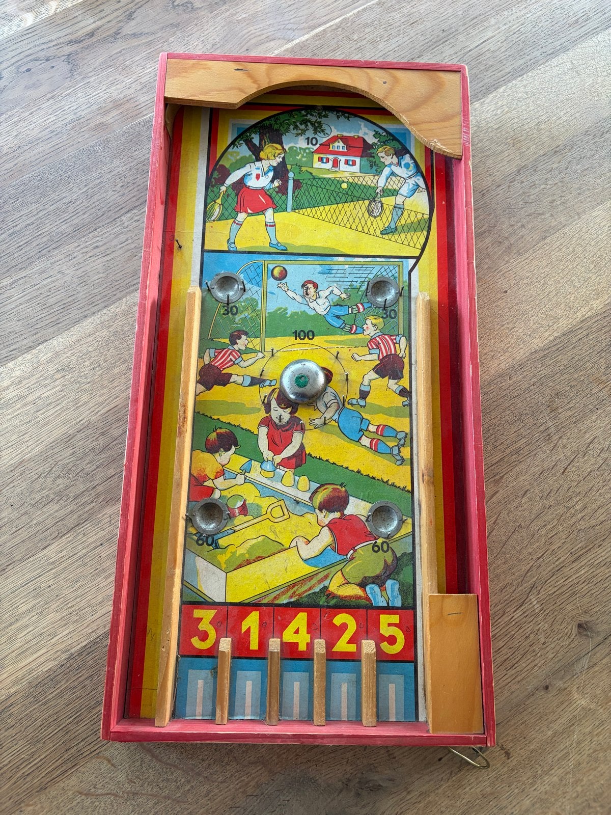 Vintage knikker/Flipperkast Spel - Houten Kinder Flipperkast, Ophalen of Verzenden, Gebruikt, Jongen of Meisje