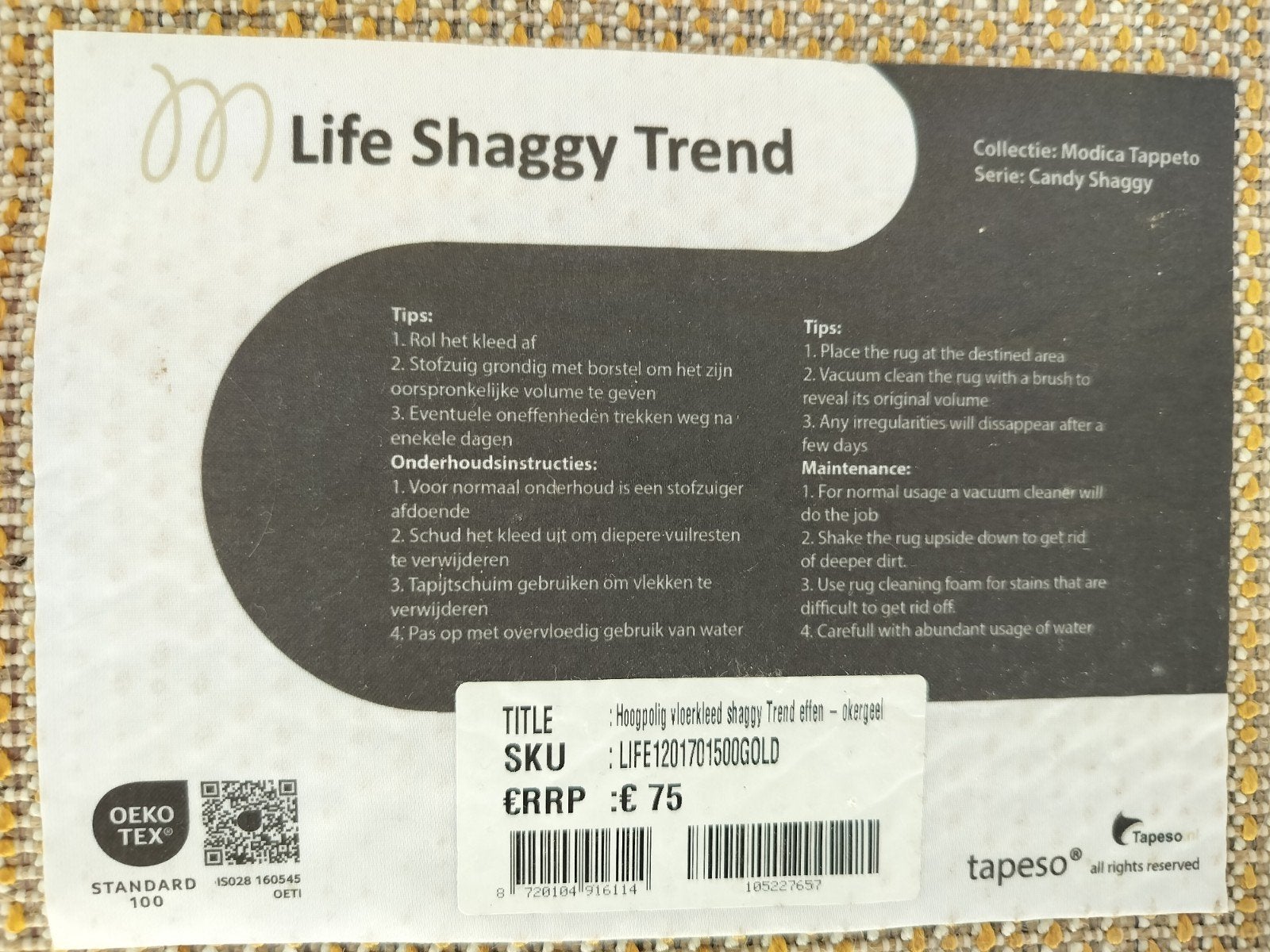 Oker / Geel hoogpolig vloerkleed - Life Shaggy Trend, Shaggy, Gebruikt, 100 tot 150 cm, Geel