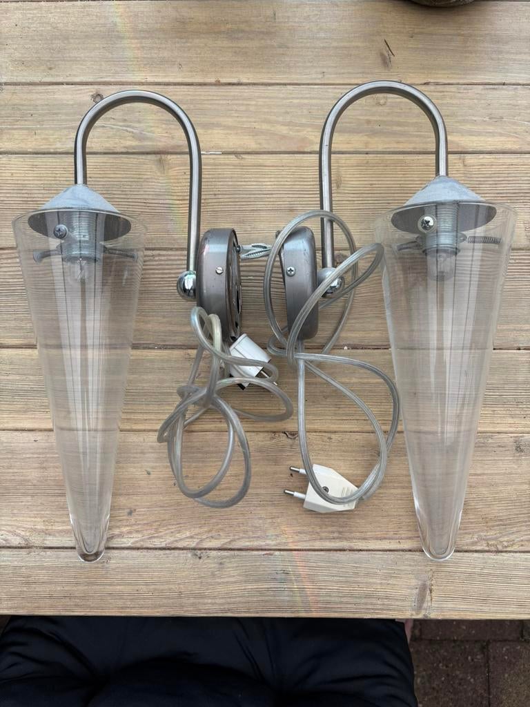 2 leuke glazen hangende muurlampen, Ophalen of Verzenden, Glas