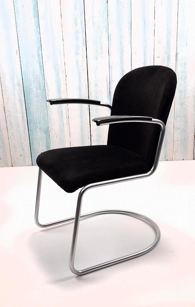 Design Stoel DUTCH ORIGINALS Gispen 413, Huis en Inrichting, Stoelen, Ophalen, Zwart, Overige materialen, Zo goed als nieuw